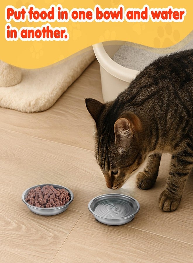 Zelphvt 24 Pcs Stainless Steel Cat Bowls, Shallow Metal Pet Dishes, Cat Food Water Dishes Replacement Whisker Fatigue Kitten Food Bowl, 5.3 Inch Diameter, for Cats Dogs Small Animals - Image 5